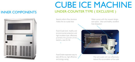 Commercial Square Ice Cube Maker 50kg ร้านอาหารโรงแรมพร้อมคอมเพรสเซอร์นำเข้า