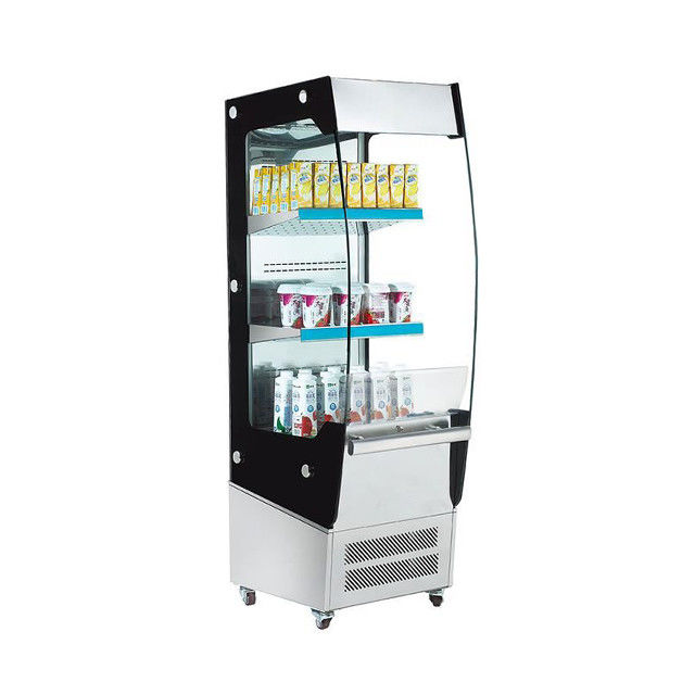 R290 ตู้แช่เย็นประตูกระจกตั้งตรง R404a 180L Open Air Cooler ตู้โชว์เปิด