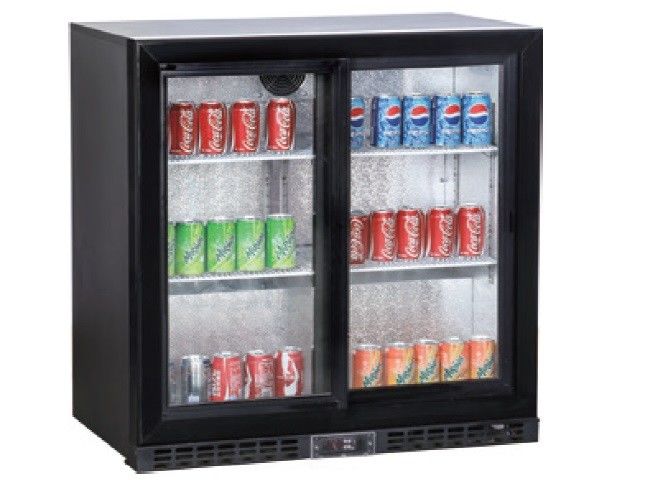 208L Commercial 2 ประตูกระจกตู้เย็นบาร์ใต้เคาน์เตอร์, บาร์ด้านหลังใต้เคาน์เตอร์ Chiller, 2 ประตูบานเลื่อน